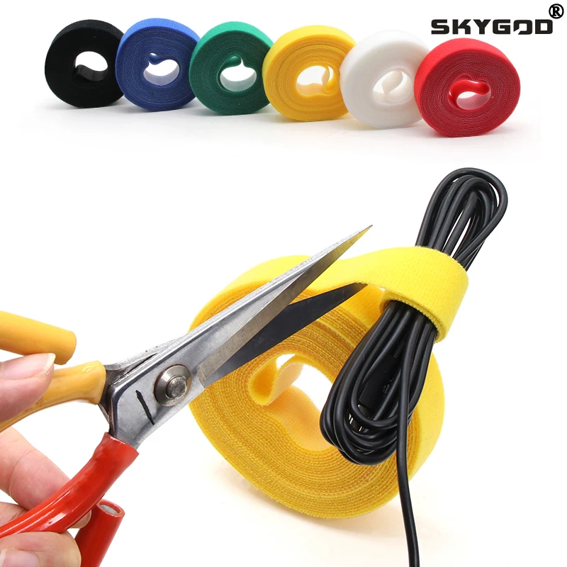 5m/roll Self Adhesive Tape Cable Ties Reusable Loop Bundle DIY Accessories Nylon Strap Organizer Clip Wire Holder Management