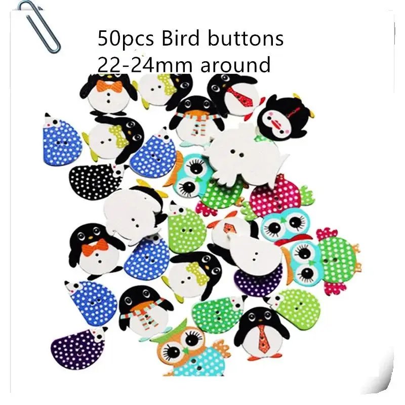 50pcs Cute Wooden halloween buttons Sea Penguin Wooden Christmas Natural Button for DIY Card Making Scrapbook Sewing Accessories