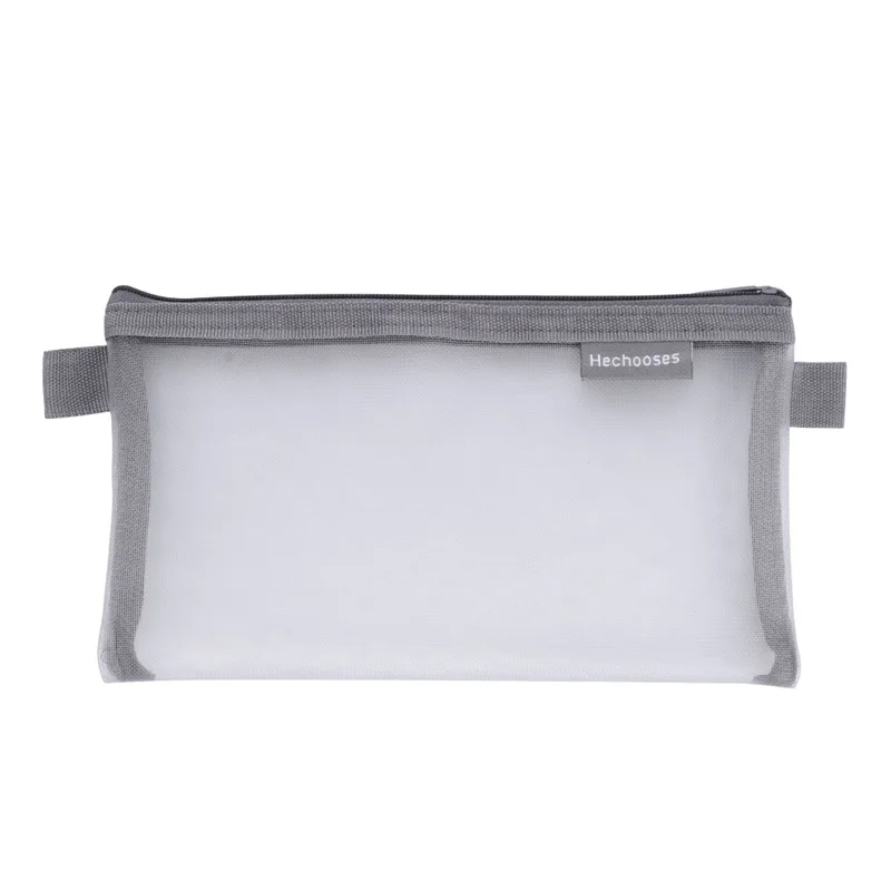 1 pçs malha criativa transparente bonito quadrado/oval portátil caneta lápis bolsa saco escola material de escritório papelaria caso