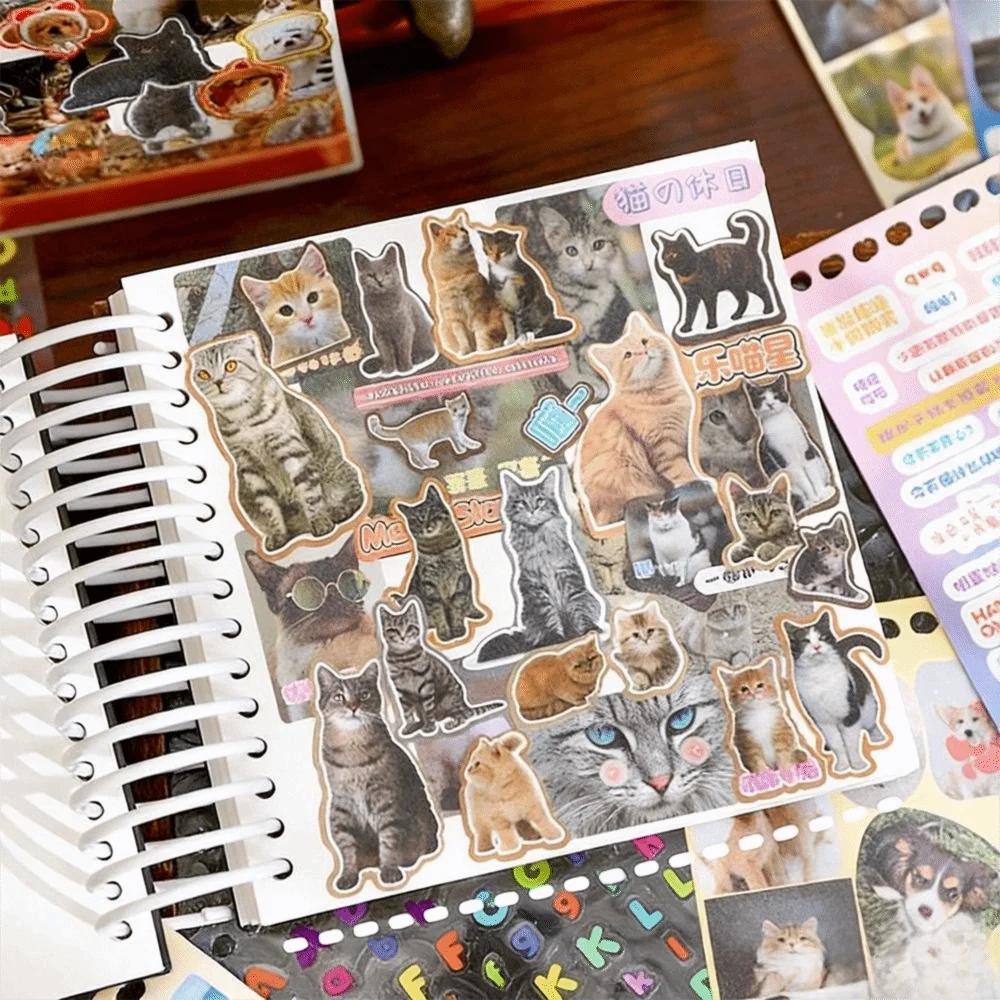 

New Coil-Bound Pets Sticker Book DIY Decorative Ring Binding Scrapbook Stickers DIY Handbook Stickers DIY Collage