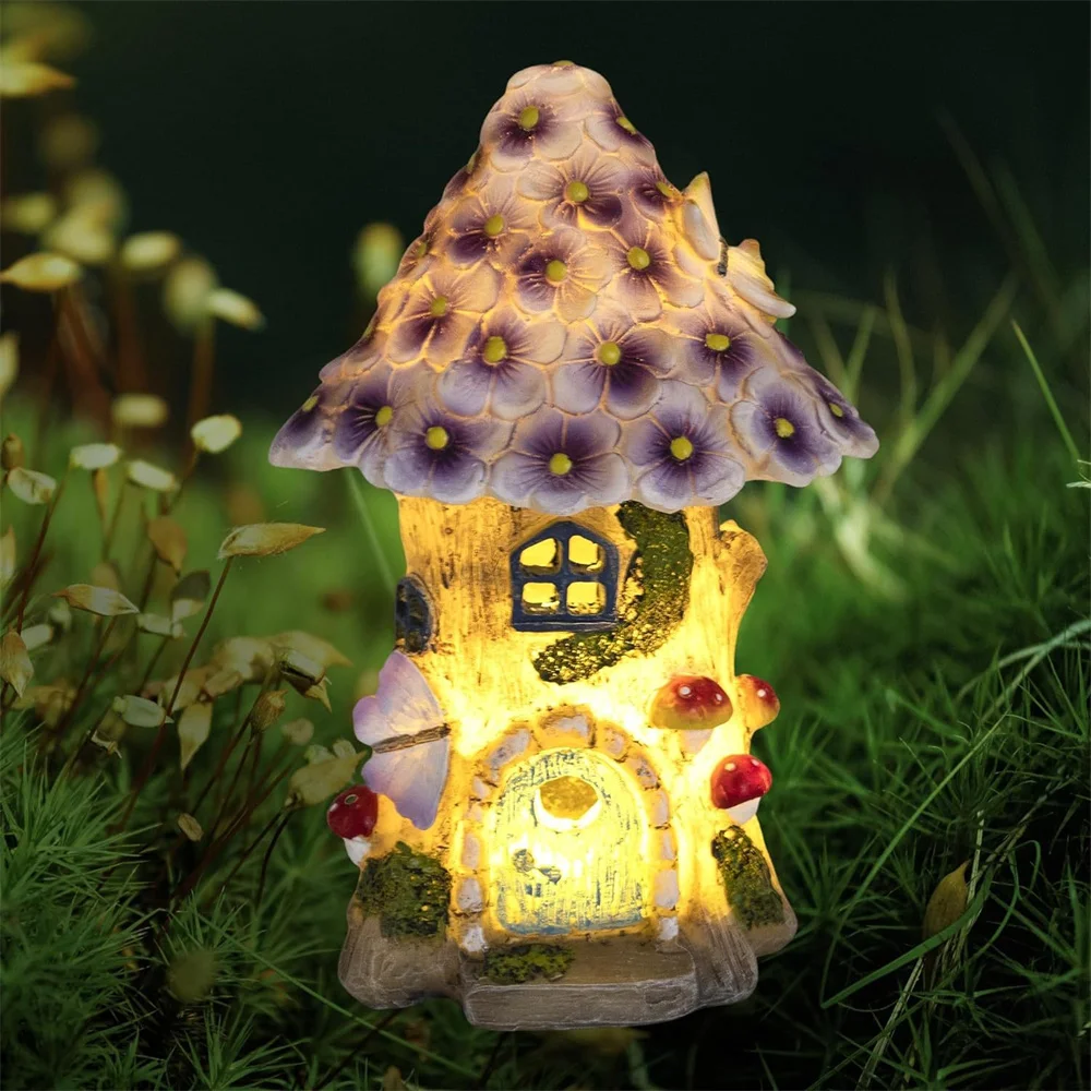 Imagem -02 - Mushroom Flower Fairy Solar Lamp Jardim Estátua Luz Led ao ar Livre Gramado Passarela Pátio Casa Quintal Festival Decor