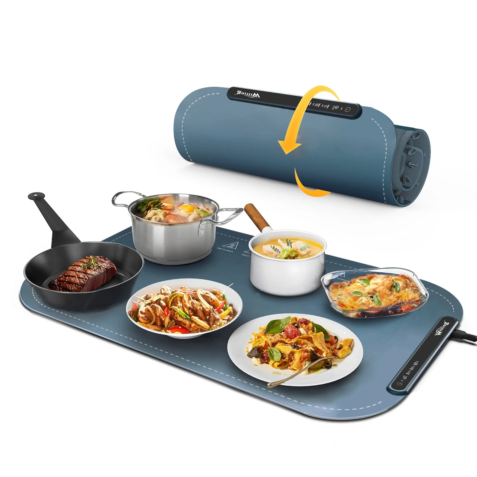 

Food Warming Mat 250W Multi Functional 3 Levels Temperature Adjustmen Rollable Silicone Electric Warming Heating Tray