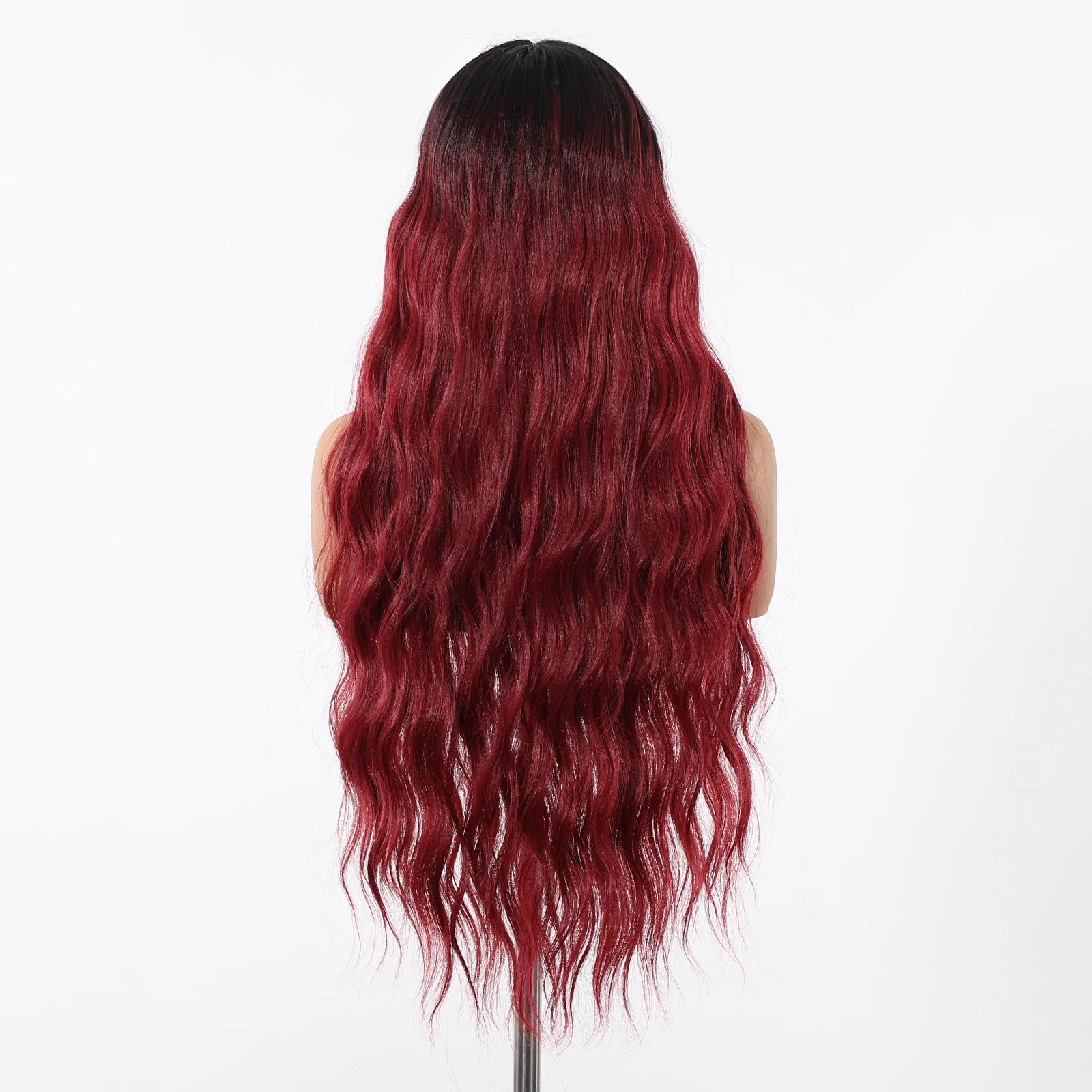 Burgundy Hair Body Wavy Synthetic Wigs for Afro Women T Lace Front with Baby Hair Long Body Wavy Daily Heat Resistant Fiber