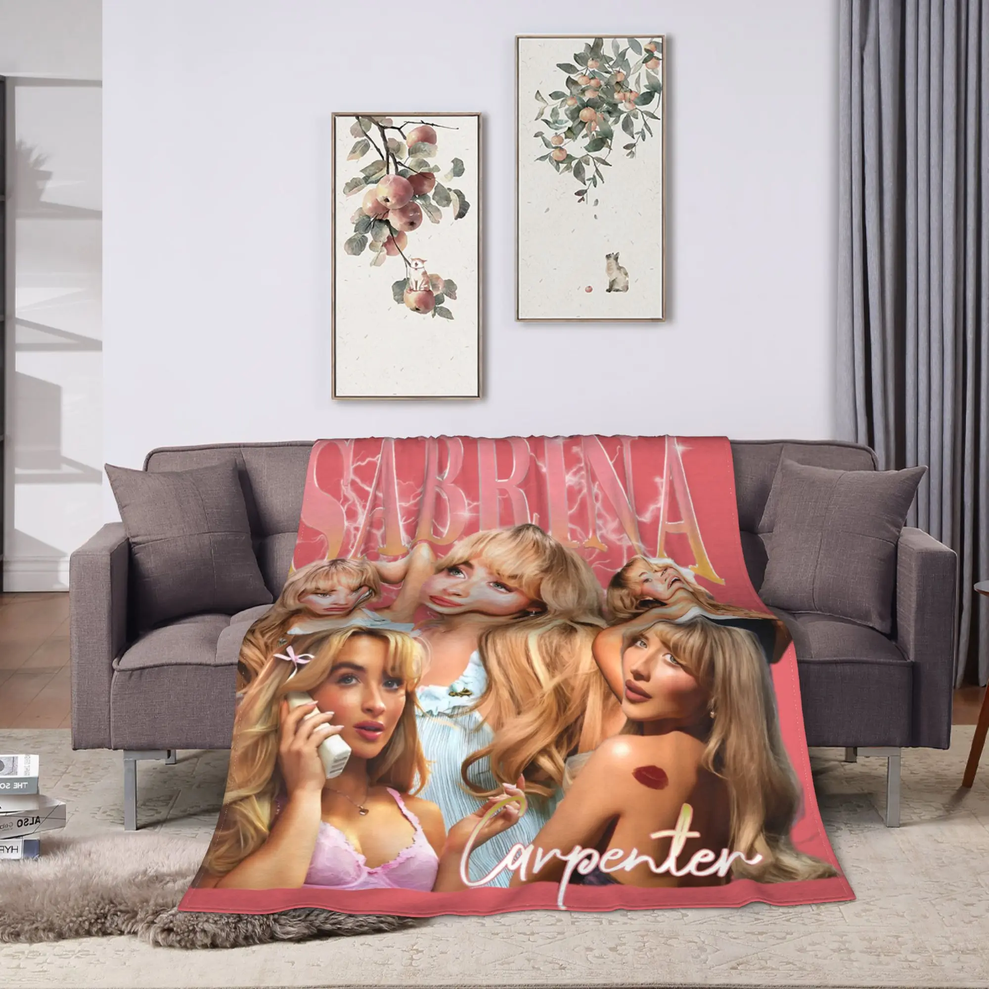 Sabrina Carpenter Album Flannel Blanket  Super Soft Throw Blanket for Outdoor Airplane Travel Funny Bedspread Sofa Bed Cover