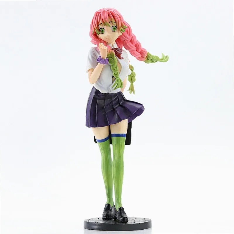 Demon Slayer Mitsuri Kanroji Figure Double Head Sculpt Exchangeable School Uniform Anime Collectible