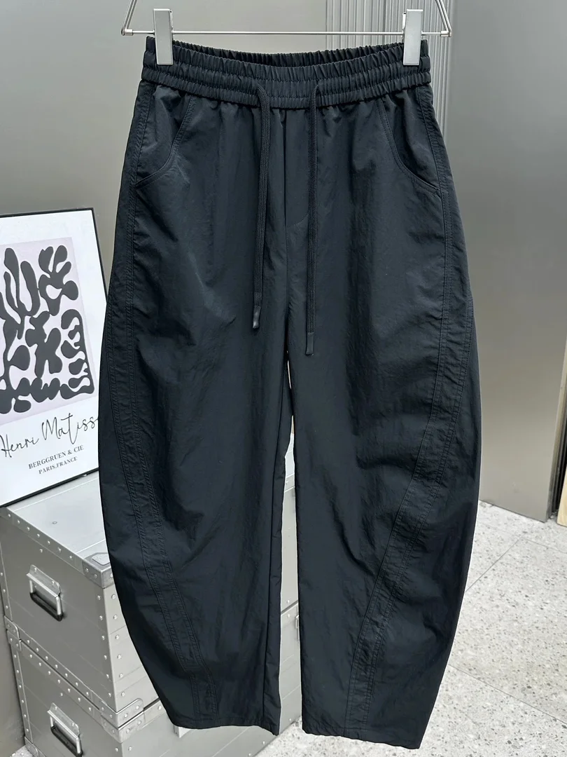 

Новые летние мужские повседневные брюки прямого кроя в стиле High Street, простые, модные, универсальные, длинные, в стиле Харадзюку, с эластичным поясом