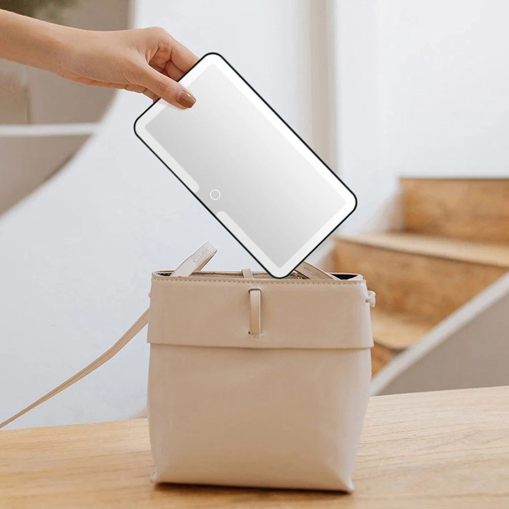 LED-make-upspiegel Auto USB-make-upspiegels LED-spiegelverlichting Aanraakbediening Dimbaar Draagbaar automatisch kijkglas voor op reis