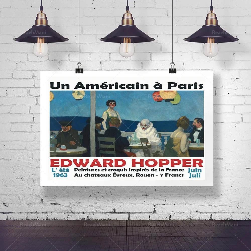 Edward Hopper Art Gallery Exposition Affiche 1963 Paris night blue decoration poster