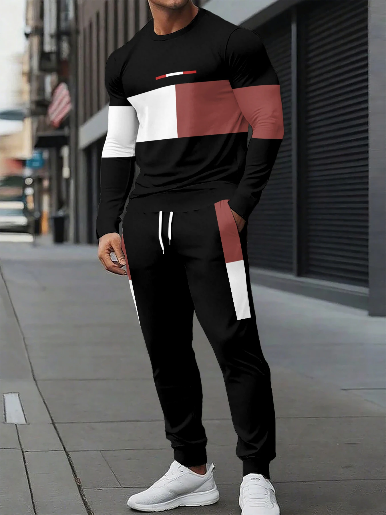 

The new men's set for Spring and Autumn is a casual fashionable soft and comfortable letter pattern print