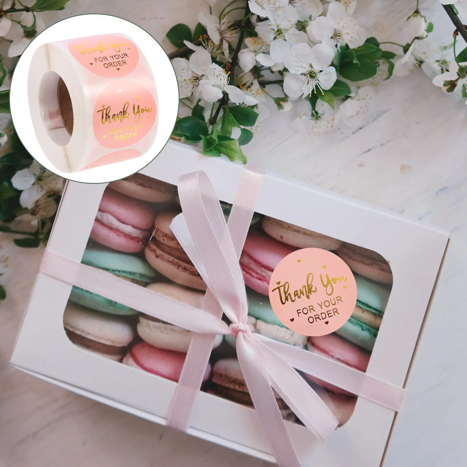 

500Pcs Round Thank You Sticker Label Decorative Gift Decal for Packaging Boxes Envelopes Retail Business Use Gift Label