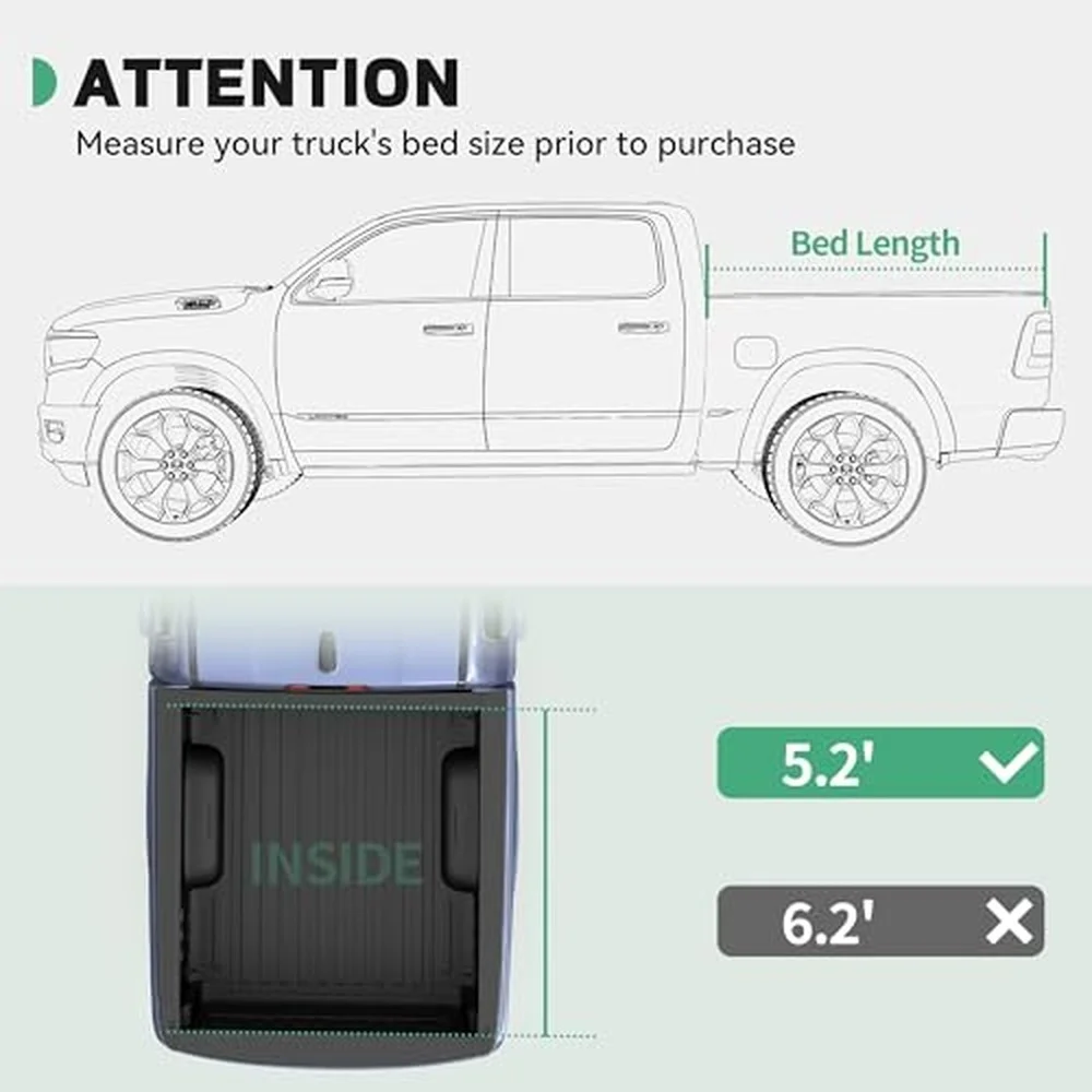 Soft Roll Up Tonneau Cover Fit for 2015 2026 Chevy Colorado/Canyon 5.2ft