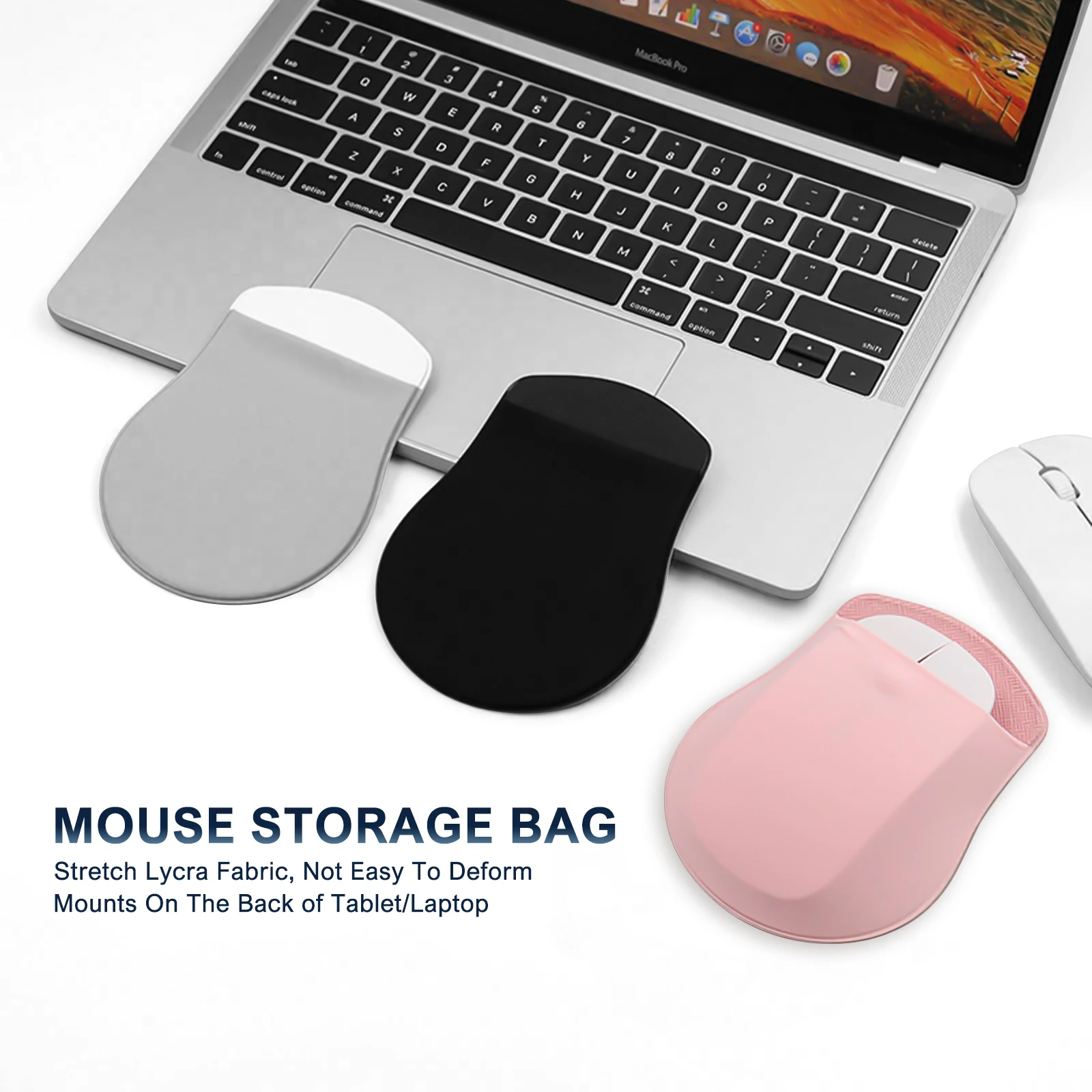 Wireless Mouse Holder for Laptop, Self-Adhesive Mouse Pocket，Reusable Sticky Mouse Pouch, Computer Accessories/ Home/Office