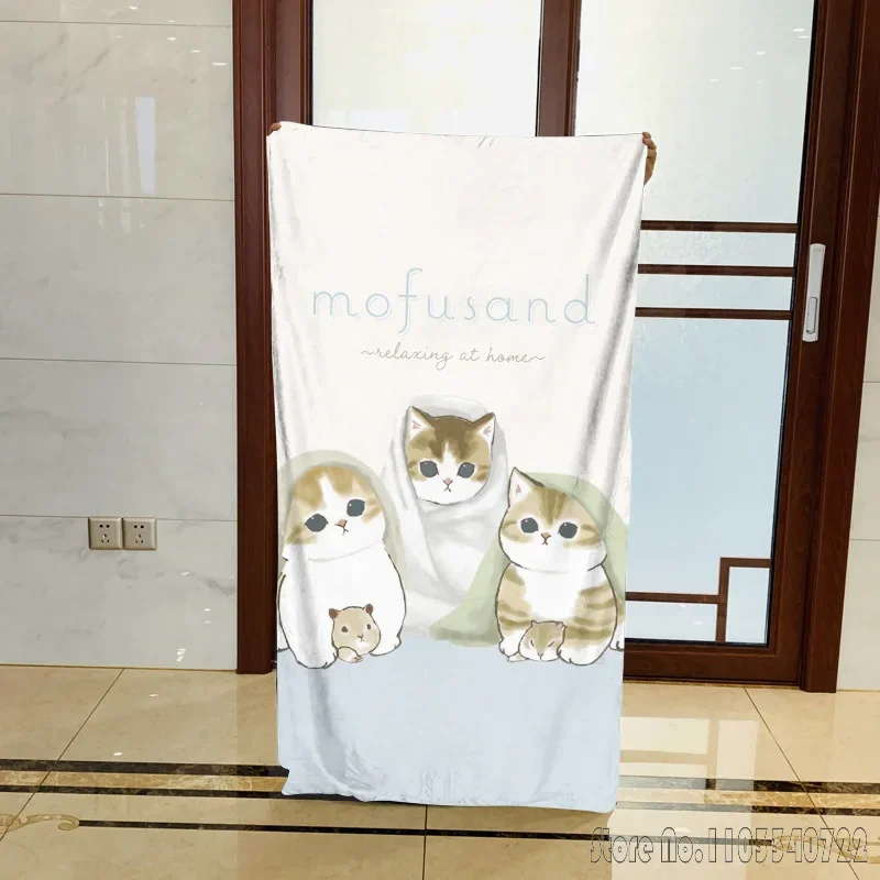 Toallas de baño Mofusand de microfibra con forma de gato y tiburón pequeño, decoración para playa y natación, regalo para niños, 75x150cm