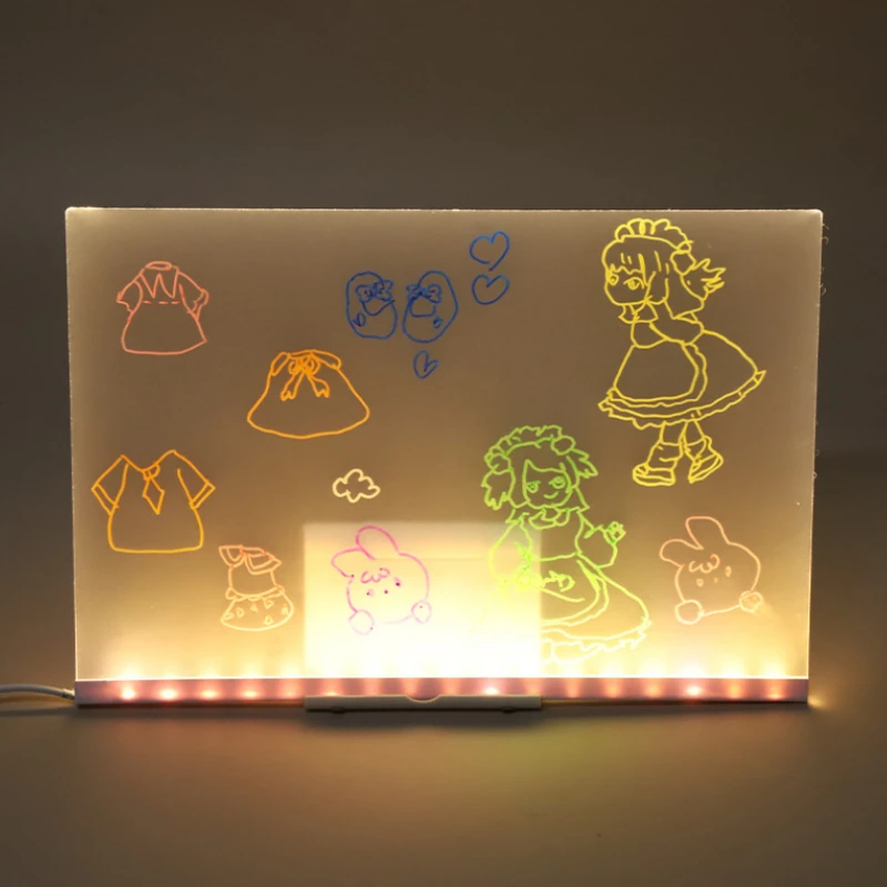 Acrylic Illuminated Drawing Board Handwritten Billboard, Suitable for Sales Display, Erasable Message Board, LED Night Light