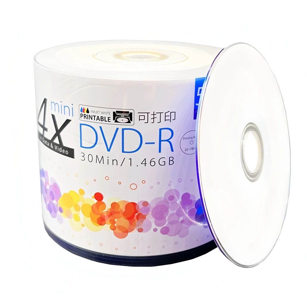50 Discos Ritek Mini DVD-R Graváveis em Branco de 3 polegadas (8cm) 30min 1.46GB 4X Velocidade para Câmeras, Filmadoras, Vídeo e Armazenamento de Dados
