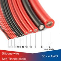 Solar Panel Electrical Wire Red Black Heat Resistant Silicone Cable 24 22 20 18 16 14 12 10 8 6 4 awg gauge for Car Auto Battery