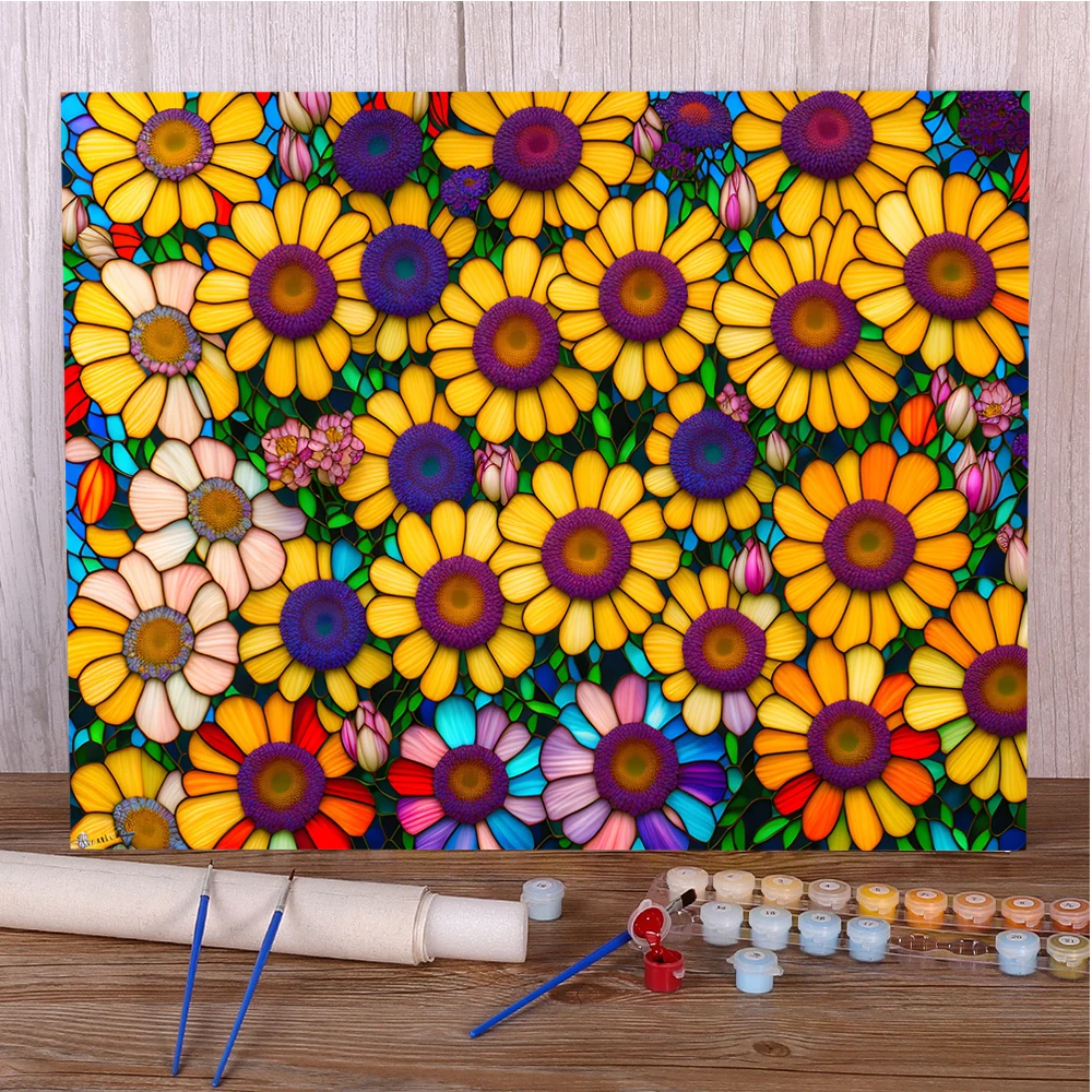 Scenery Flowers DIY Paint By Numbers Complete Kit Oil Paints 40*50 Painting On Canvas Home Decor For Kids Handicraft Wholesale