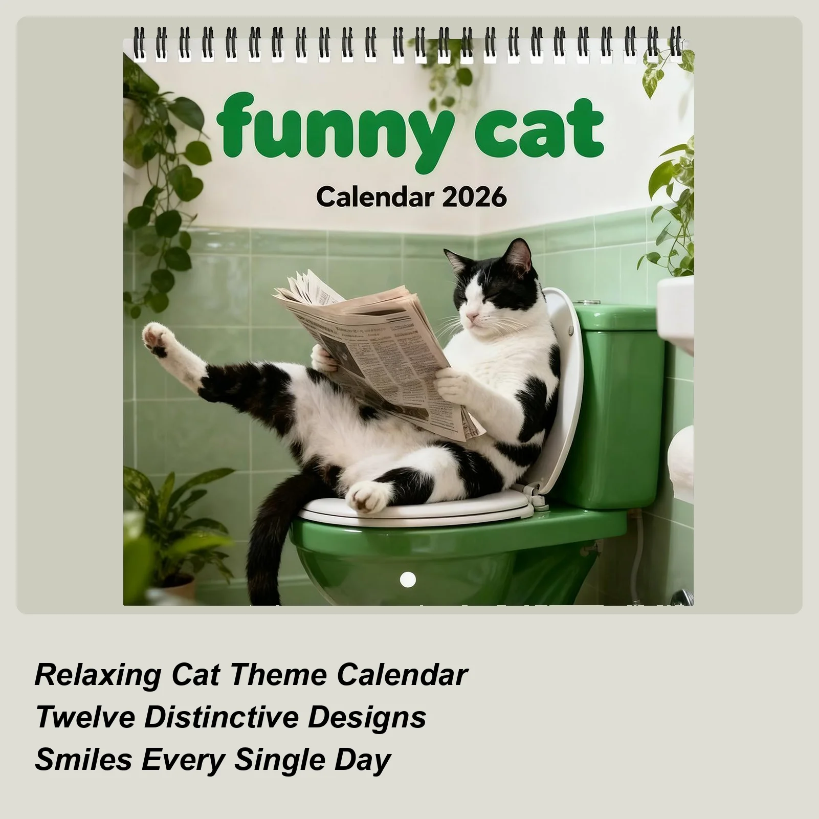 

Газеты для чтения на 2026 год, календарь с изображением кота, 12-месячный календарь на тему кота, ежемесячная плотная бумага с заметками, забавный настенный календарь