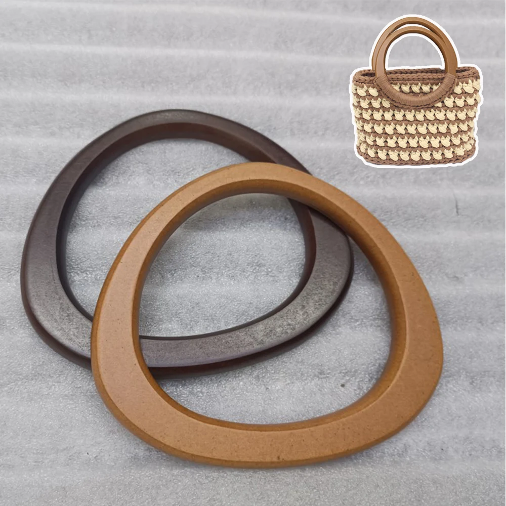 

1PC Wood Handle Sheet Round Edge Trapezoidal Wood Woven Bag Handle Bag Accessories D Shape Handcraft Replacement Handbag Hnadles