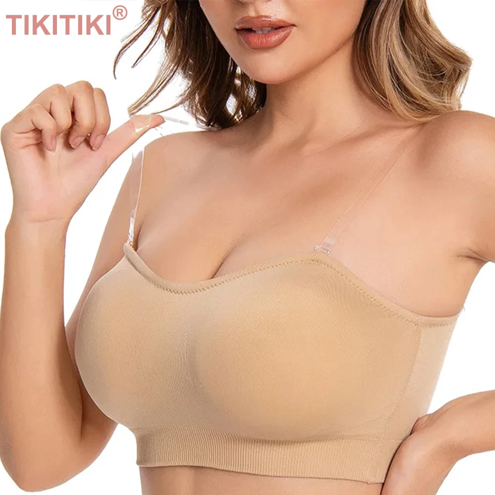 Strapless Bras For Women Wireless Push Up Padded Bralette Seamless Non Slip Tube Top Bandeau Bra No Underwire Daily Brassiere