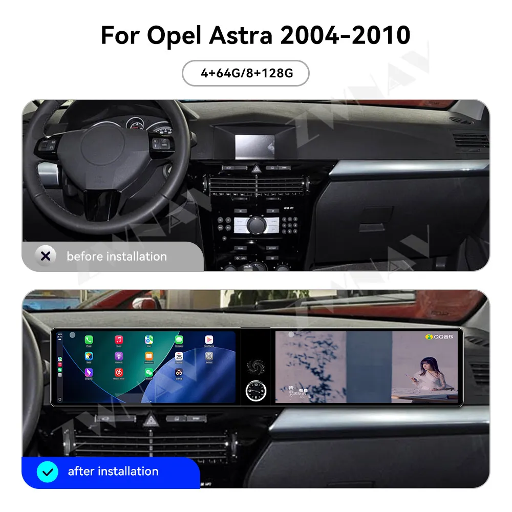 Android 13 GPS Navigation Carplay Dual 12.3 inch Touch Screen For Opel Astra 2004-2010 Androidauto Carplay BT 4G WIFI Head Unit
