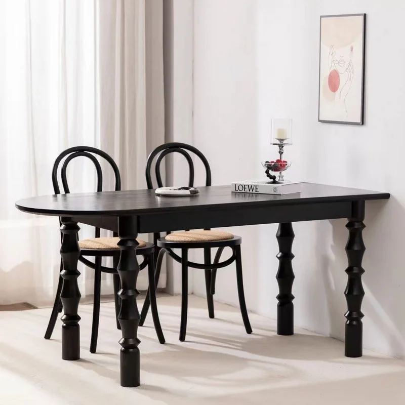 

Shimadai solid wood dining table simple modern semi-circular arc against the wall dining table Japanese table and chairs