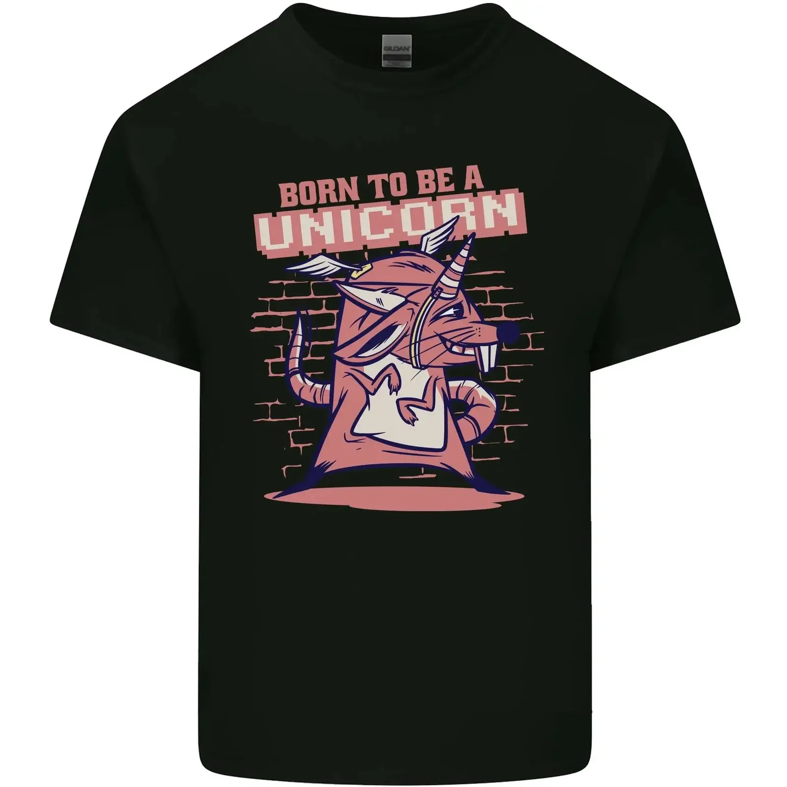 Lustiges Herren T Shirt A Rat Born To Be Unicorn Oberteil aus Baumwolle vintage Washed Versatile Stylish homme Soft Stretched