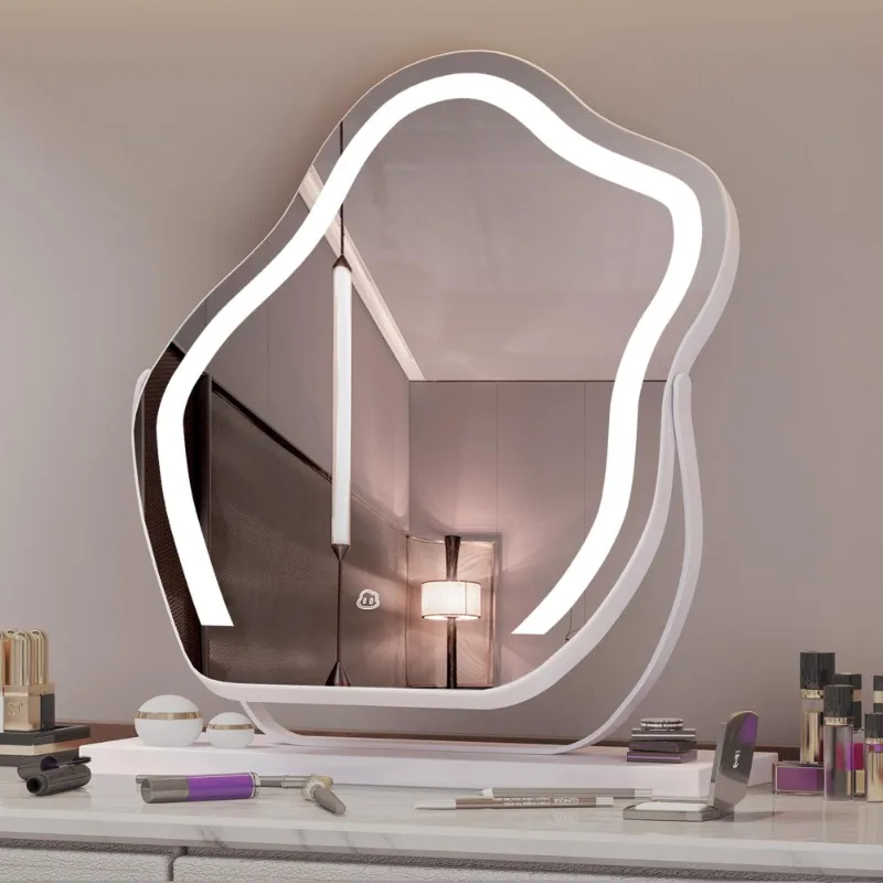 

Vanity Makeup Cloud LED Mirror With Lights Strip Smart Control Wall Mount Decor Glass Hanging Removable