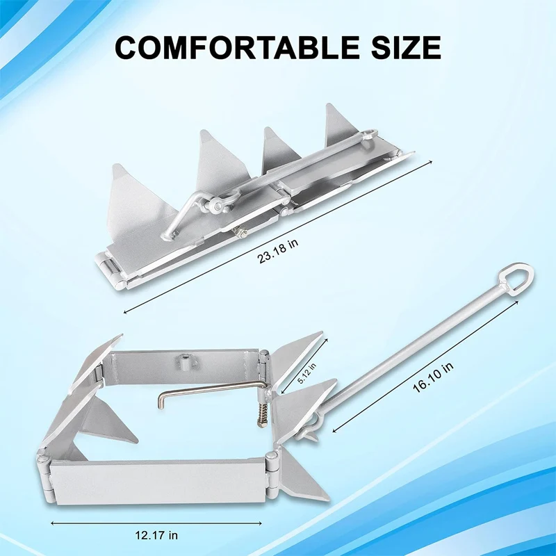 20 lBS Box Anchor, Box Anchor Fits Boats 18 to 30 Feet, Box-Style Offshore Boating Anchor, Galvanized Steel Folding Anchor