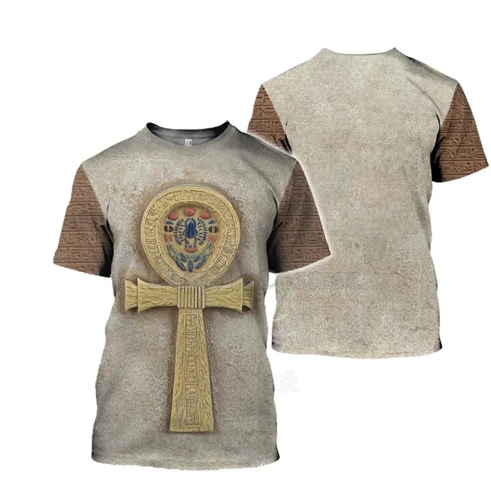 2024 جديد الرجال الطوطم المصري ثلاثية الأبعاد مطبوعة تي شيرت الصيف مضحك الرجعية سر القديمة حورس Harajuku قصيرة الأكمام في الهواء الطلق القمصان