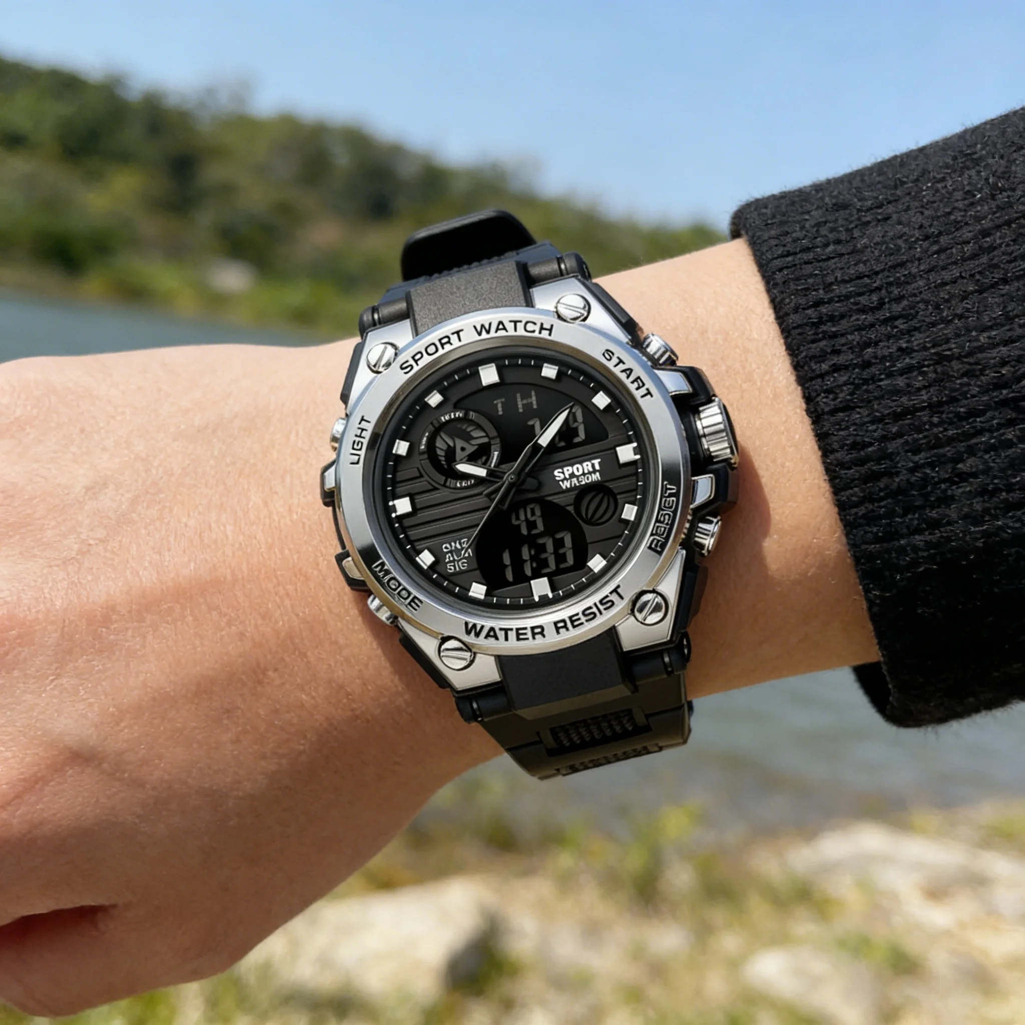 Trendy Men's Large Dial Sports Electronic Watch Multifunctional Student Watch Is the Best Choice for Gift Giving