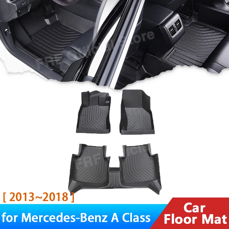 TPE for Mercedes Benz A Class W176 A 45 AMG 2013~2018 2017 Accessories Car Floor Mat Foot Panel Liner Carpet Pad Waterproof Mats