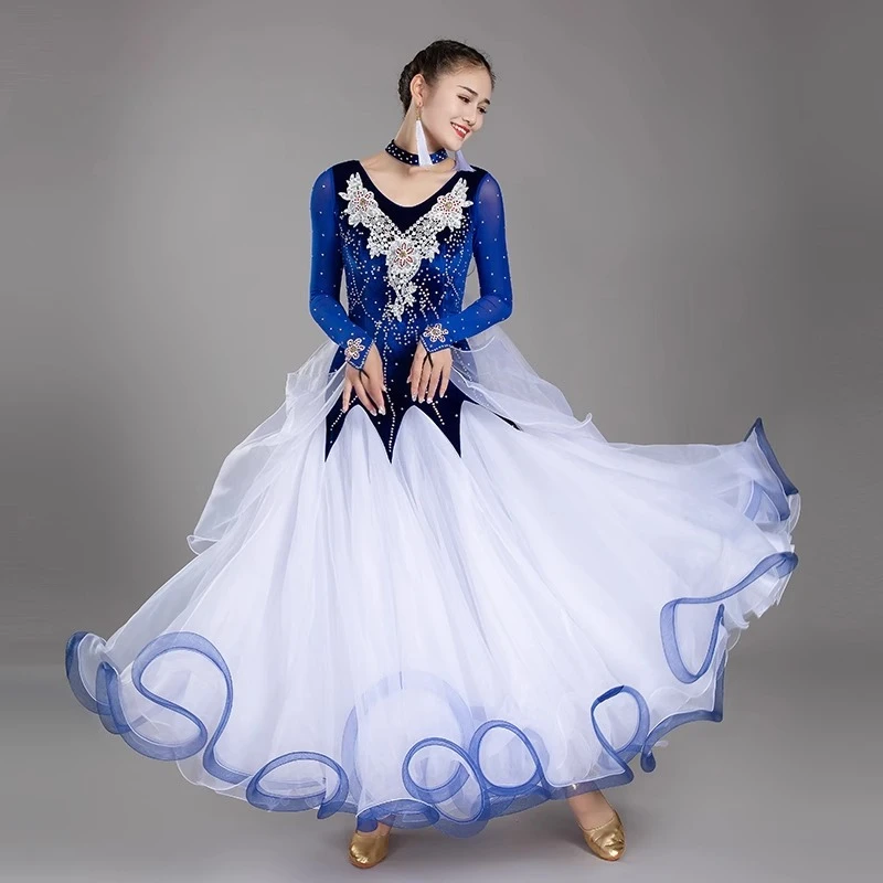Vestido de baile moderno, traje de salón de Valsa, traje femenino, conjuntos de Flamenco para chica de Carnaval, ropa de fiesta de boda para mujer de vals de competición