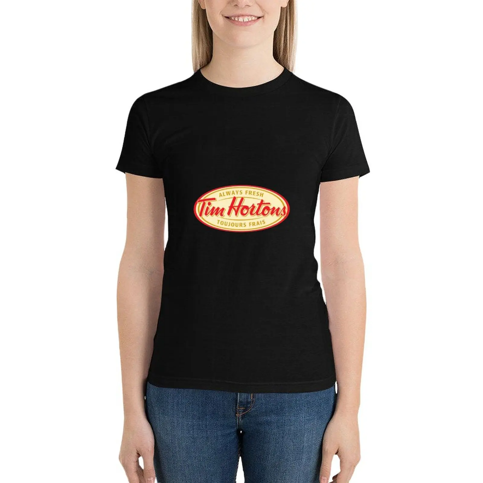 Tim Hortons Logo T-Shirt summer tops anime clothes Female clothing graphics workout shirts for Women