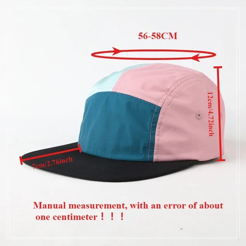 Berretti da baseball giapponesi con blocco colore a 5 pannelli Cappello a tesa corta ad asciugatura rapida Protezione solare estiva unisex per esterni Berretto snapback versatile