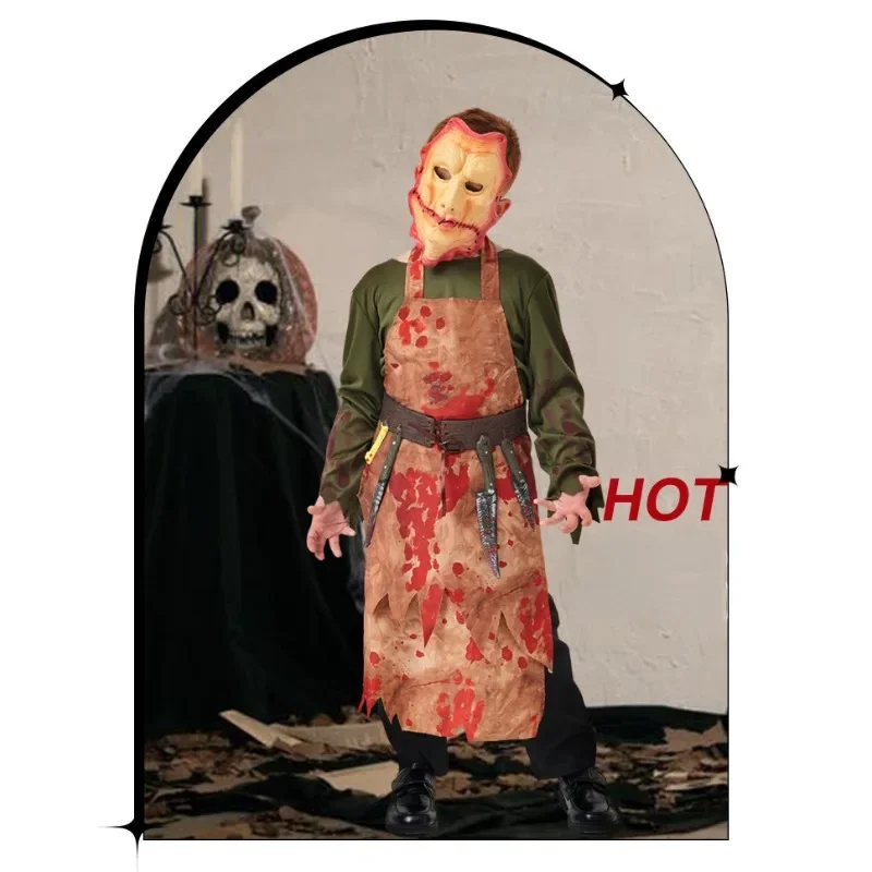 New Scary Bloody Zombie Stage Performance Butcher Costume Boys Halloween Costumes for Kids Child with Mask Tween Teens