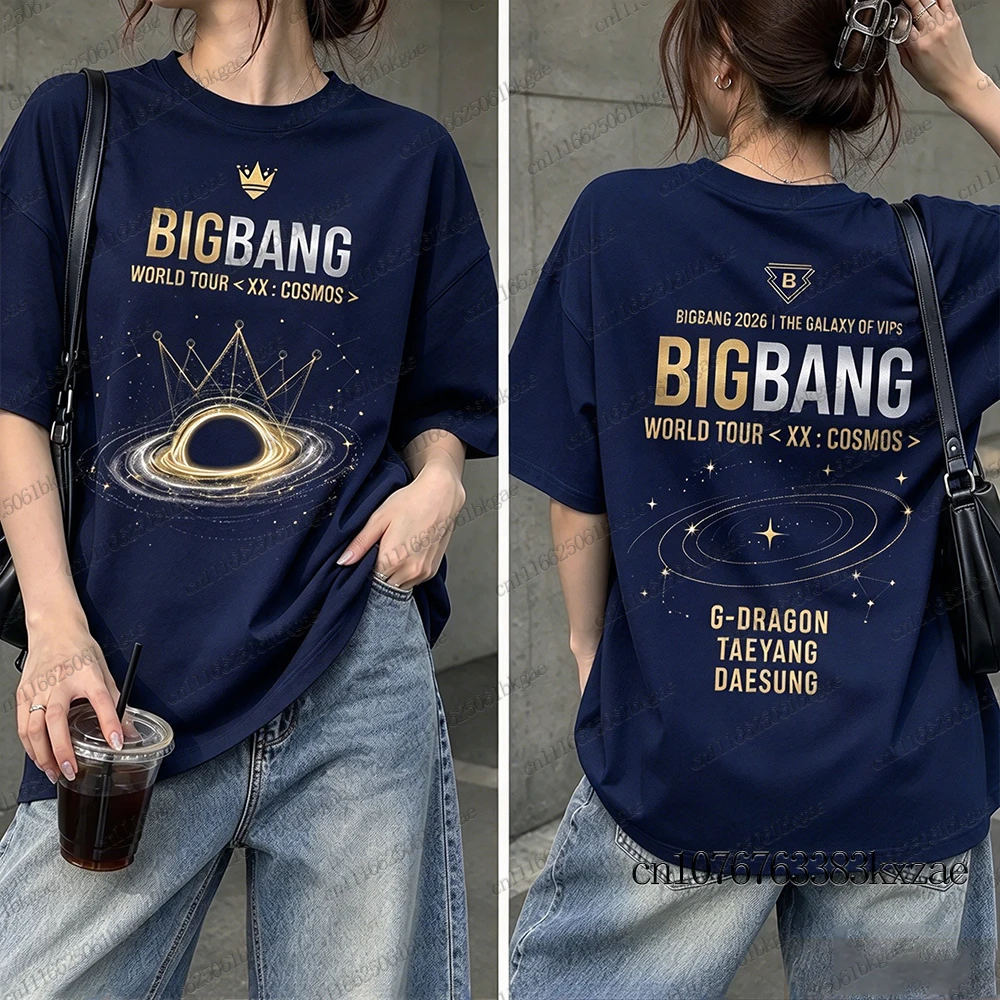 BigBang 2026 World Concert Tour T-shirts For Women XX:COSMOS T-shirt O-neck Pure Cotton Short Sleeve Fans Gifts Y2K Street Tops