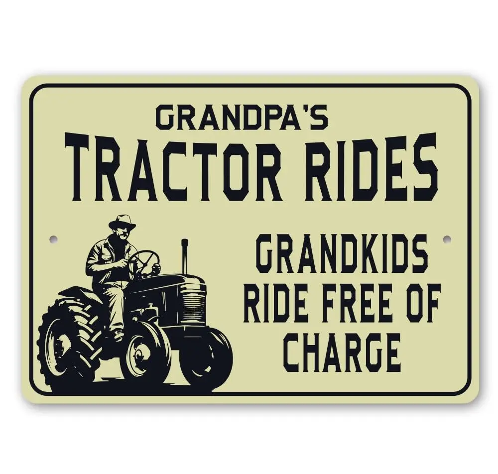 Tractor Ride Sign, Grandpas Tractor, Tractor Decor Retro Vintage Wall Plaque Vintage Metal Signs 8