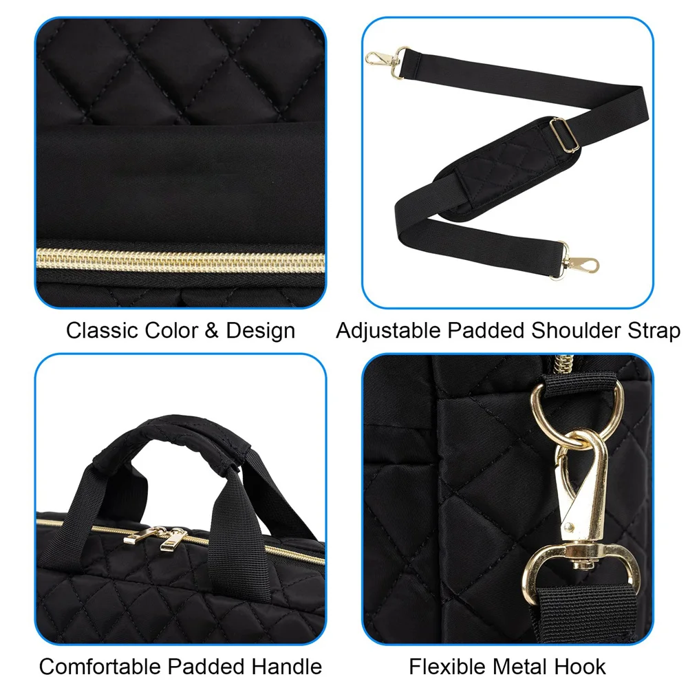 Nesitu A4 Black Pink Executive 14 15.6 inch Laptop Men Women Briefcase Portfolio Business Handbag Shoulder Messenger Bag M31113