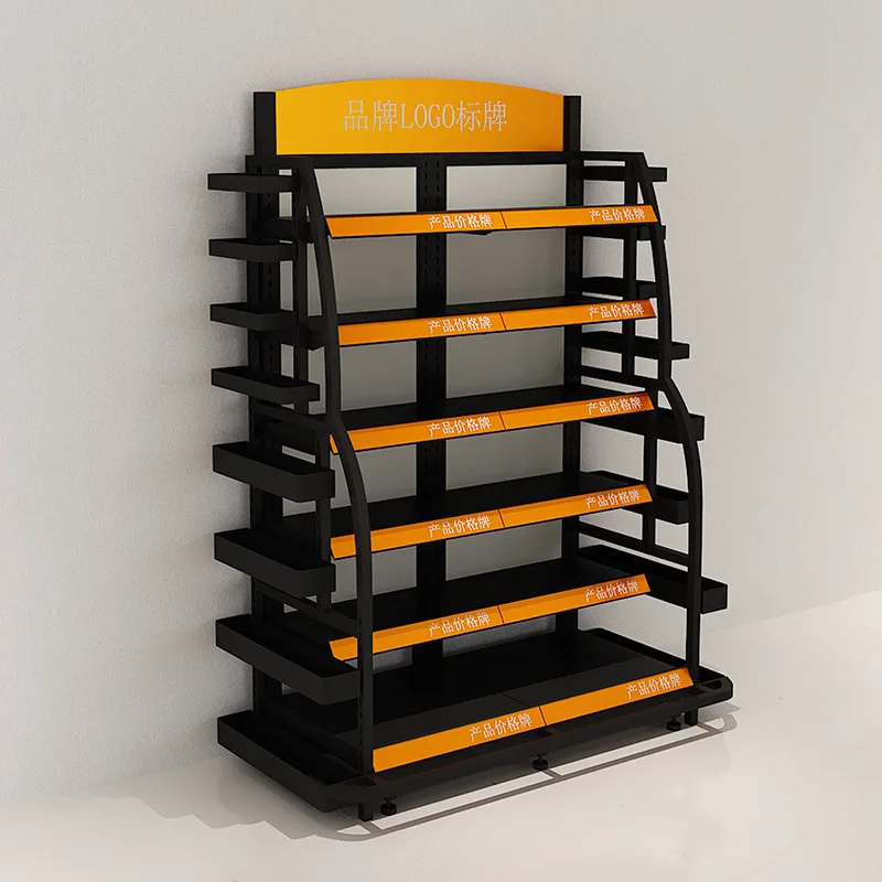 Clothing store display rack Gold shelf Floor-to-ceiling wrought iron wall display cabinet