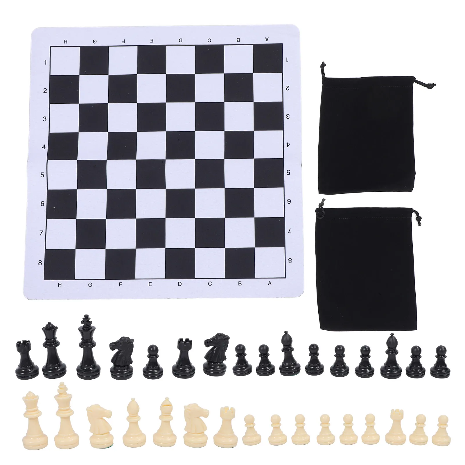 

International Chess Set Portable Plastic International Chess Board Game Easy To Play 35mm Soft Chessboard Versatile for Travel