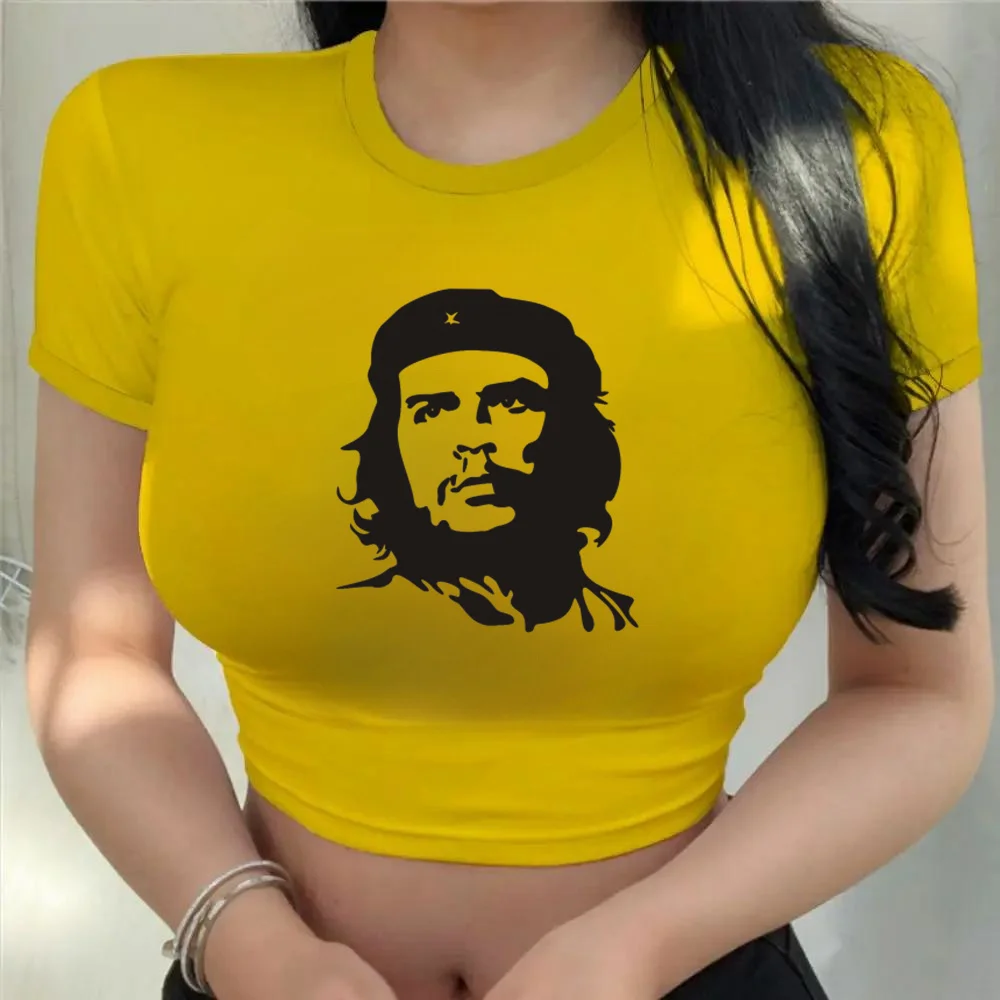 New Summer Women T-Shirt Rock Band che guevara  Clothing Girls Fashion Bear Printing Tops Tees Female Casual Crop Top Streetwear