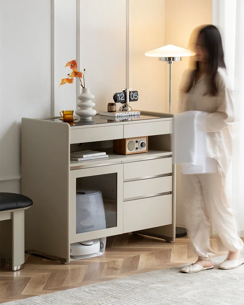 

Nordic Light Luxury Sweeping Robot Cabinet Movable Storage Housekeeping Cabinet