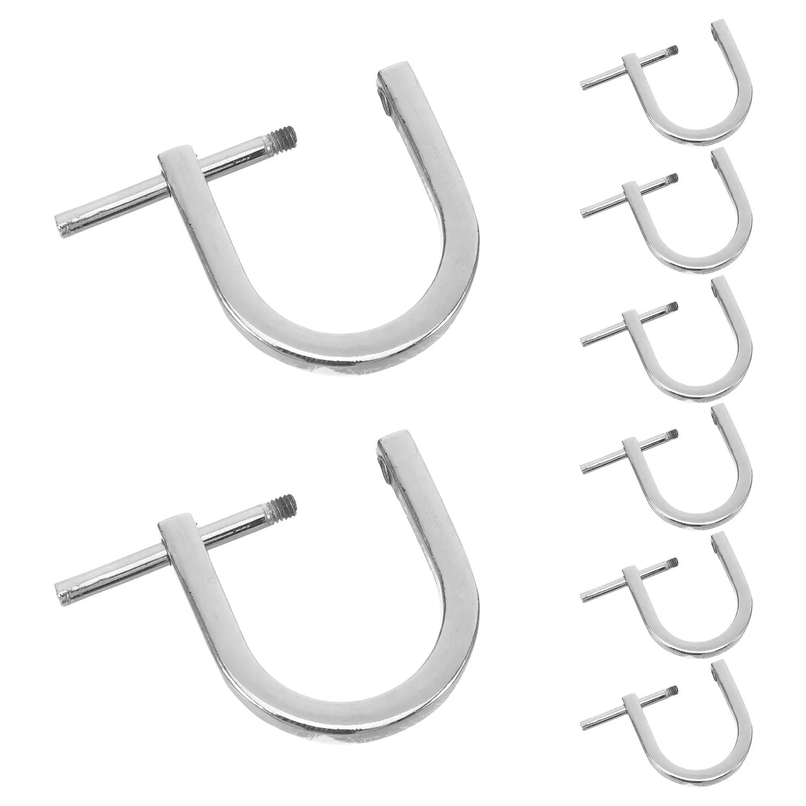 

8pcs D-Rings Screw In Shackle Horseshoe Shape U Type Metal Buckles For Diy Strap Handbag Purse Repair Replacement