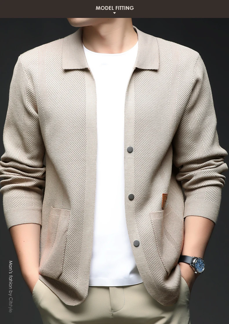 Pierre Cardin Cardigan lavorato a maglia a maniche lunghe autunno 2025 da uomo Capispalla versatile alla moda con mantella