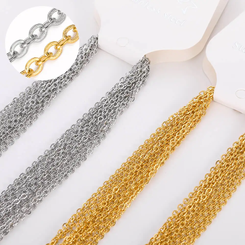 10pcs/set Stainless Steel Gold Color Necklace For Women 45cm Chain DIY Jewelry Accessories Making Materials Handmade Supplies