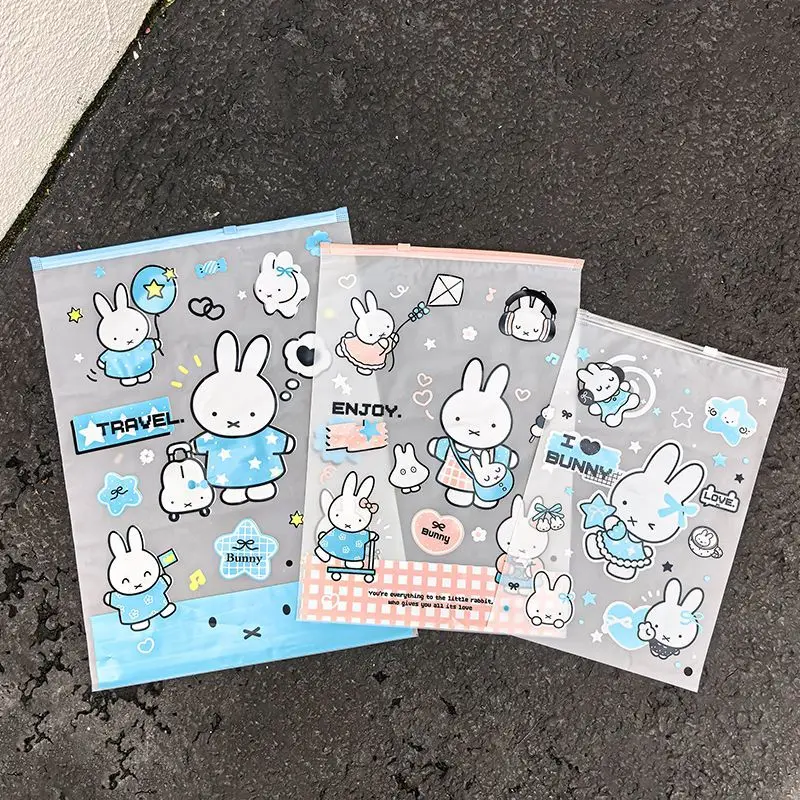 Kawaii Miffy Cartoon Storage Bag for Clothes Shoes Underwear Separate Packing Fun Pink Bunny Portable for Business Trip Travel