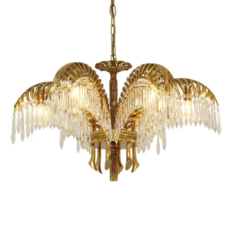 

French Design Chandelier Postmodern Luxury Crystal LED Chandelier Copper Chandelier Droplet Shape