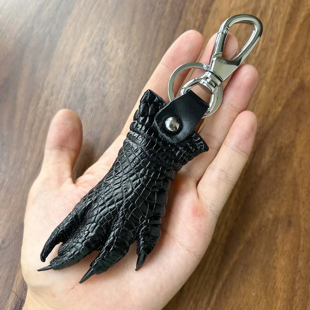 Skin of Crocodile KeyChain carabiner  Genuine Leather Crocodile Skin Wallet with Key Ring Front and Rear Claw