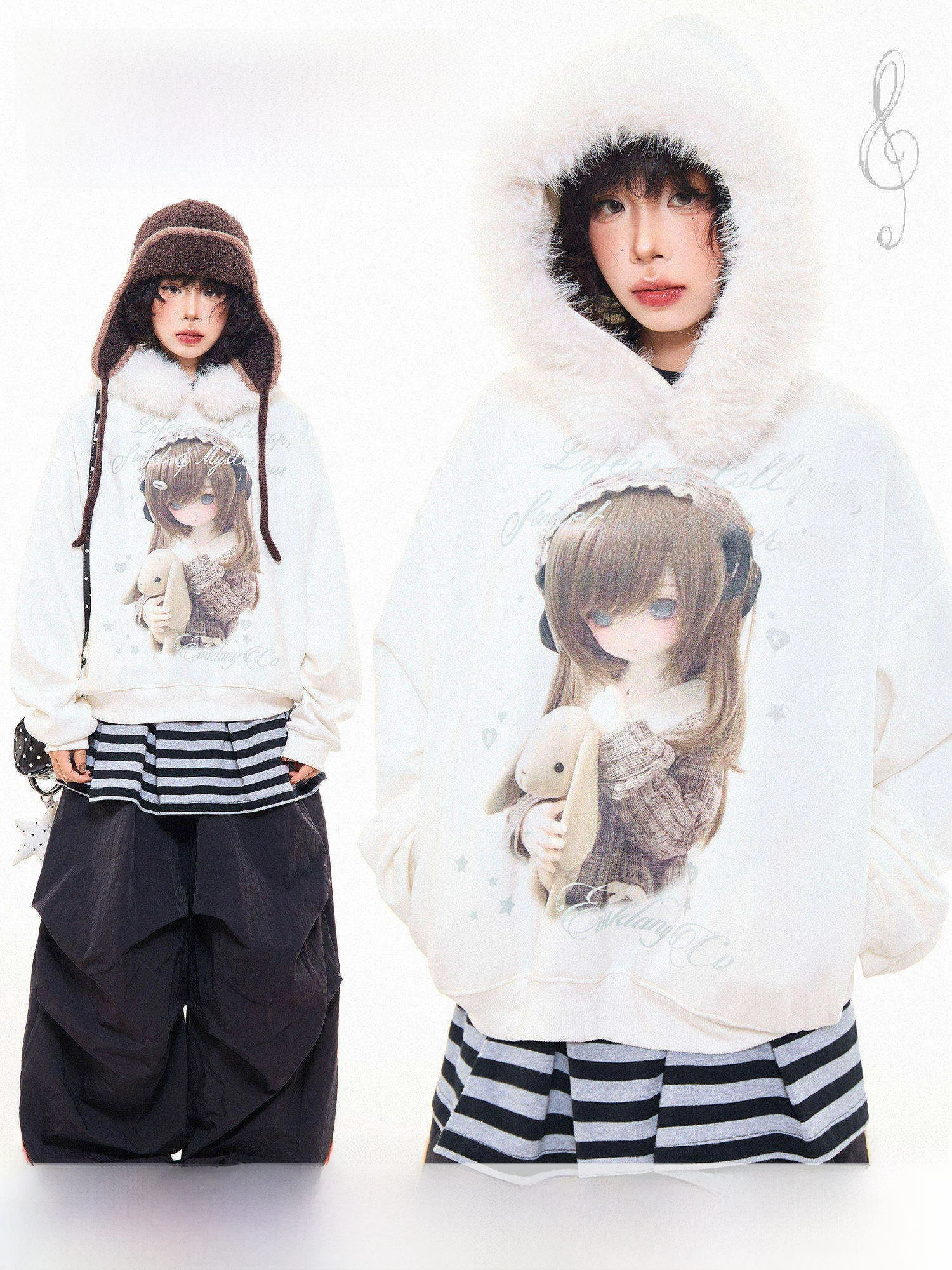 

Худи MKGO American Y2K с меховым воротником и надписью, женская, свободного кроя, осенняя, модная, для повседневной носки, с длинными рукавами